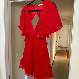 Red Ruffled Mini Cutout Dress